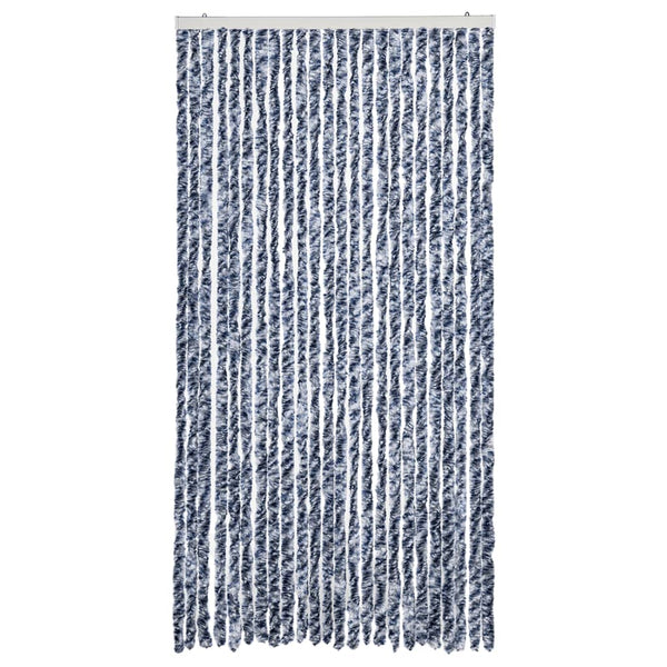 Fliegenvorhang 100x200 cm Blau/Weiß Chenille