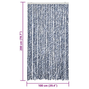 Fliegenvorhang 100x200 cm Blau/Weiß Chenille