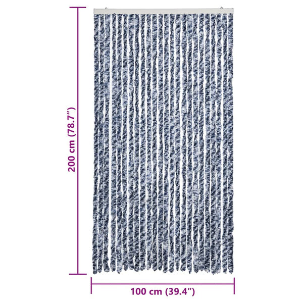 Fliegenvorhang 100x200 cm Blau/Weiß Chenille