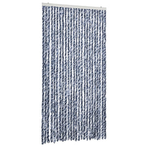 Chenille Fliegenvorhang Blau-Weiß 100x230 cm