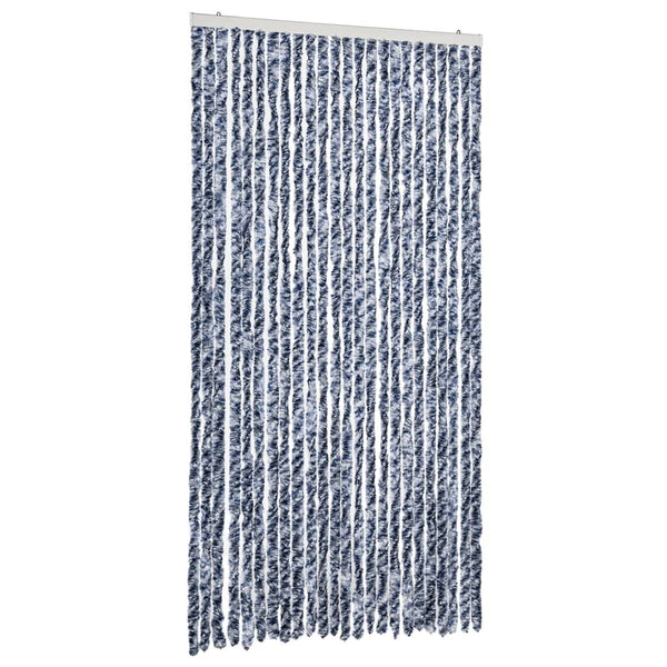 Chenille Fliegenvorhang Blau-Weiß 100x230 cm