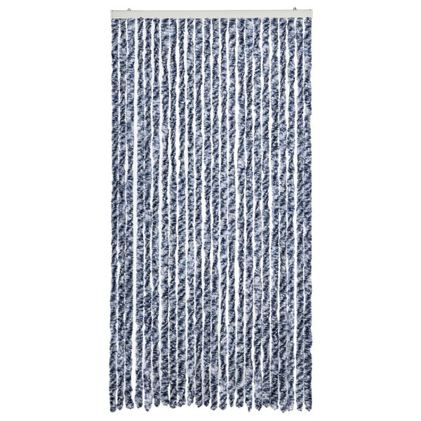 Chenille Fliegenvorhang Blau-Weiß 100x230 cm