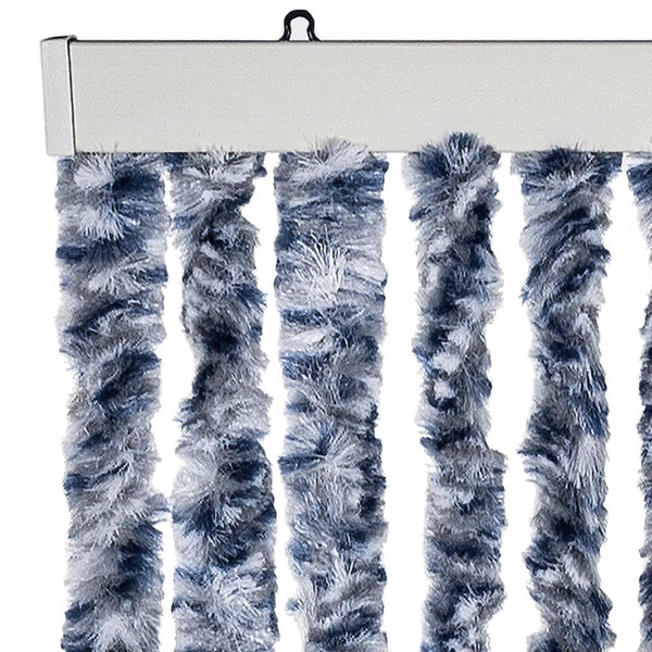 Chenille Fliegenvorhang Blau-Weiß 100x230 cm