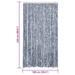 Chenille Fliegenvorhang Blau-Weiß 100x230 cm