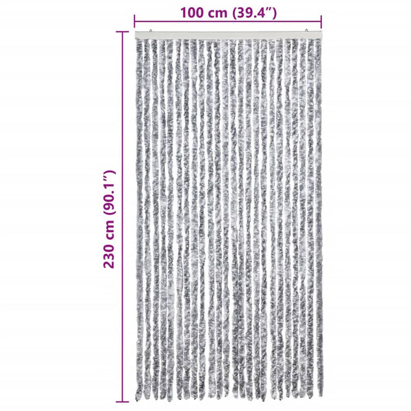 Fliegenvorhang Chenille Weiß/Grau 100x230 cm