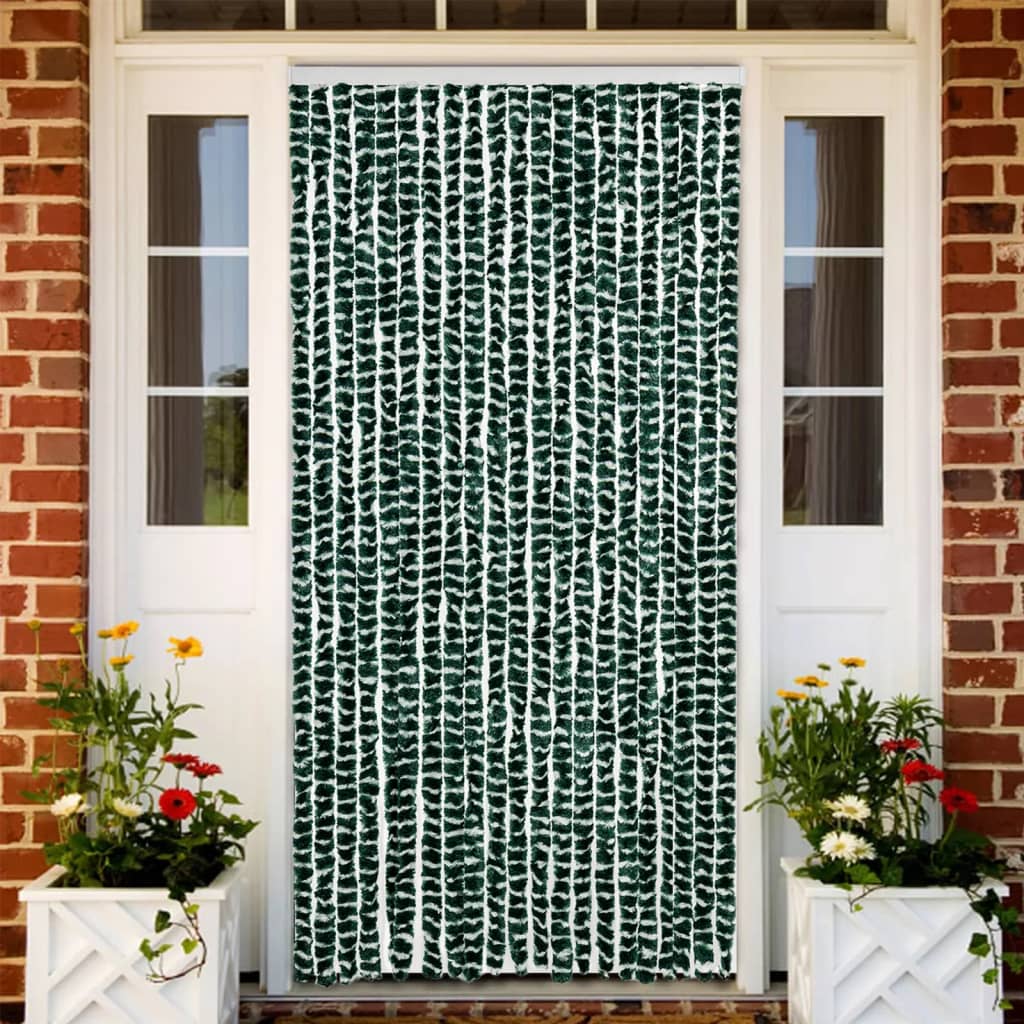 Chenille Fliegenvorhang Grün/Weiß 90x200 cm
