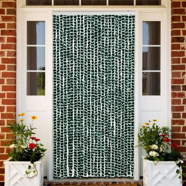 Chenille Fliegenvorhang Grün/Weiß 100x200 cm