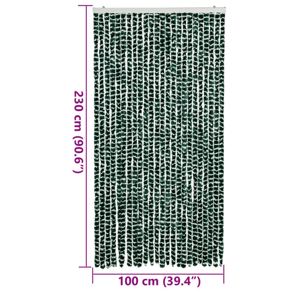Chenille Fliegenvorhang Grün/Weiß 100x230cm