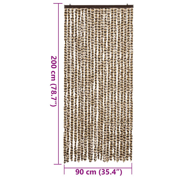 Chenille Fliegenvorhang Beige Braun 90x200 cm