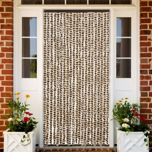 Chenille Fliegenvorhang Beige Braun 90x200 cm