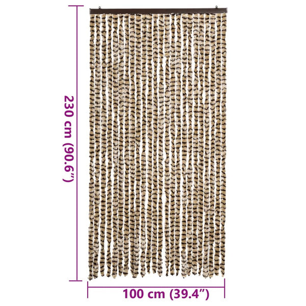 Chenille Fliegenvorhang Beige Braun 100x230 cm