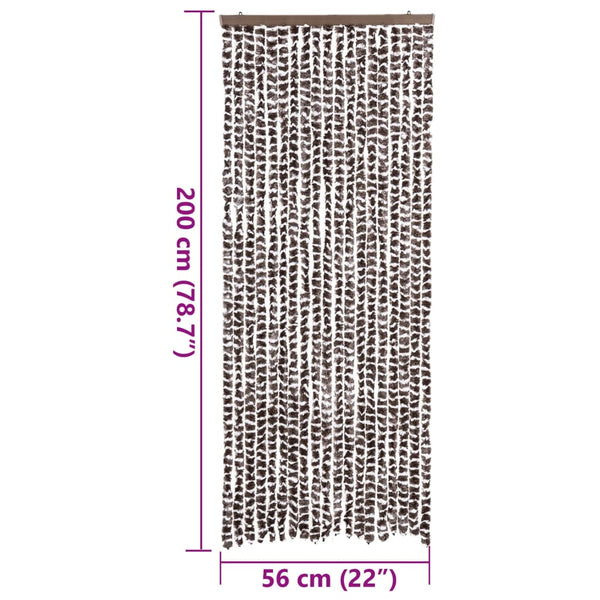 Chenille Fliegenvorhang Braun/Weiß 56x200cm