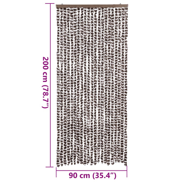 Chenille Fliegenvorhang Braun/Weiß 90x200 cm