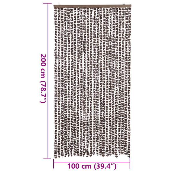 Chenille Fliegenvorhang Braun/Weiß 100x200 cm