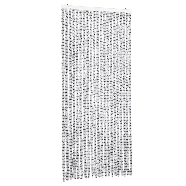 Chenille Fliegenvorhang Hellgrau/Dunkelgrau 90x200 cm