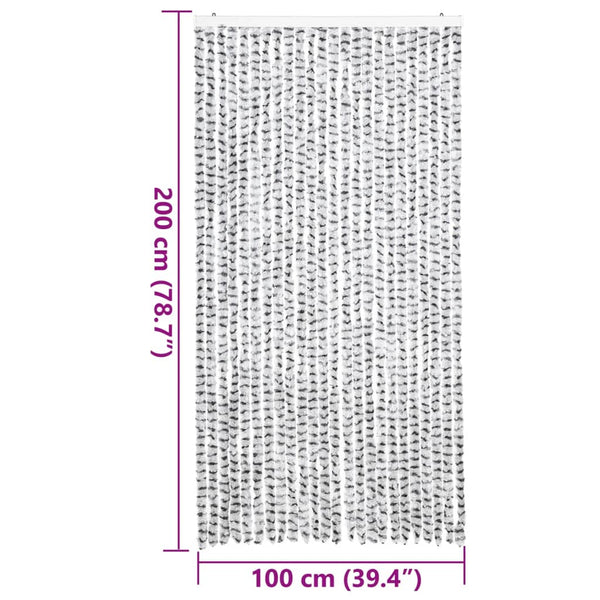 Fliegenvorhang Chenille Hellgrau/Dunkelgrau 100x200 cm