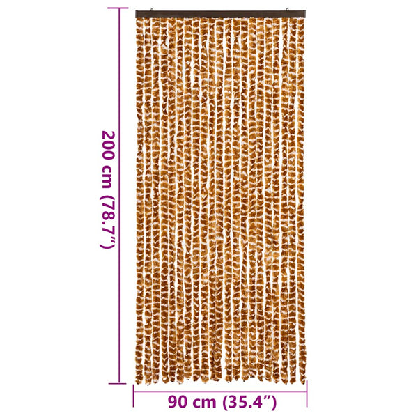 Chenille Fliegenvorhang Ocker/Weiß 90x200 cm