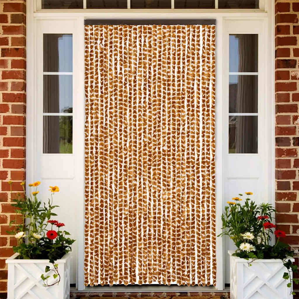 Chenille Fliegenvorhang Ocker/Weiß 90x200 cm