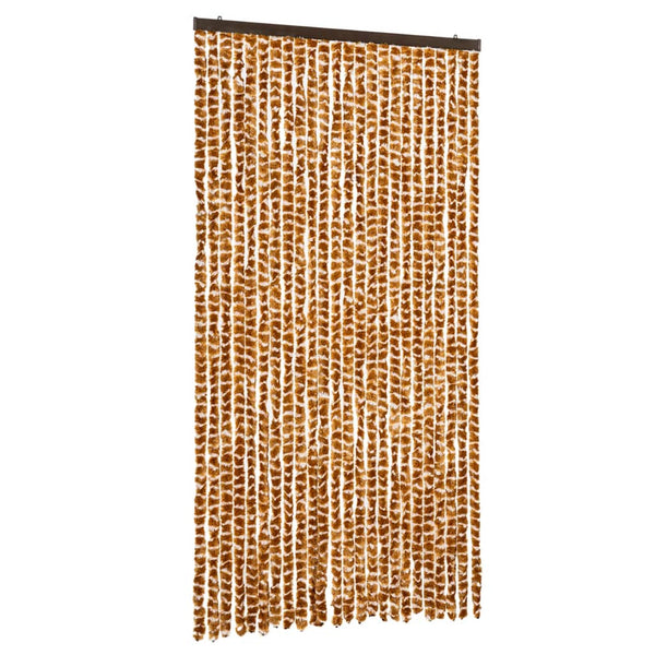Chenille Fliegenvorhang Ocker/Weiß 100x230 cm