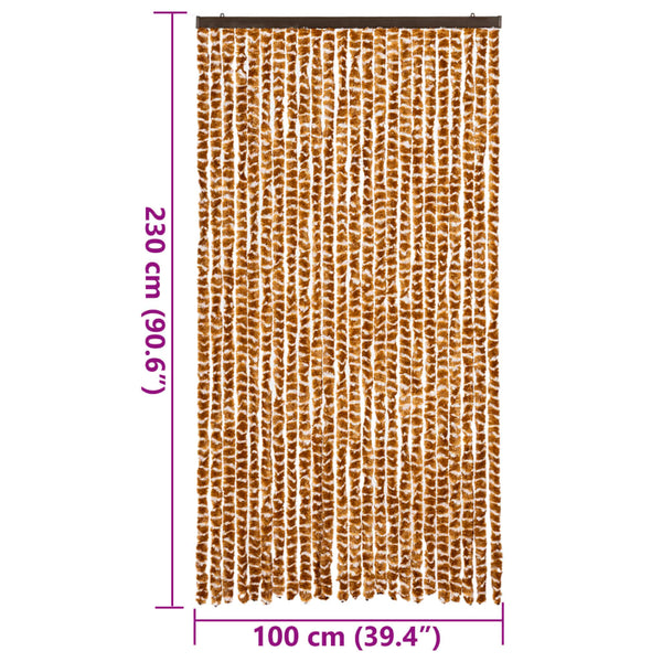 Chenille Fliegenvorhang Ocker/Weiß 100x230 cm