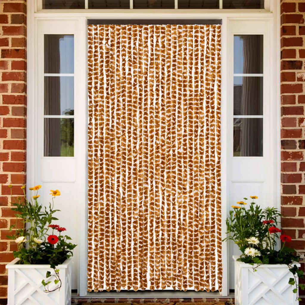 Chenille Fliegenvorhang Ocker/Weiß 100x230 cm