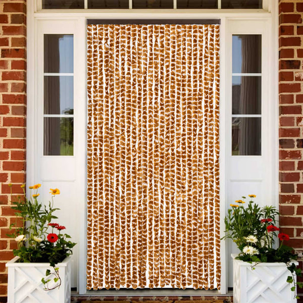 Chenille Fliegenvorhang Ocker/Weiß 100x230 cm