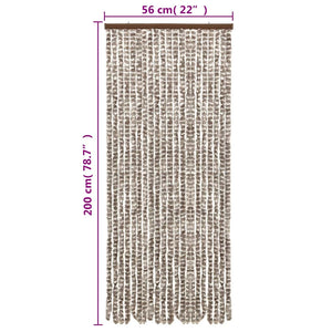 Chenille Fliegenvorhang Taupe/Weiß 56x200cm