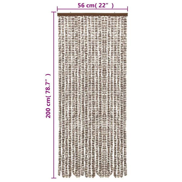 Chenille Fliegenvorhang Taupe/Weiß 56x200cm