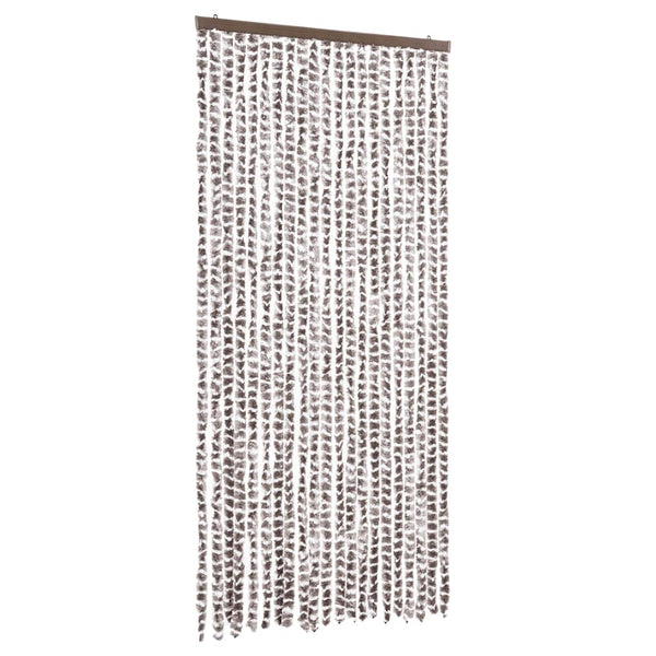 Chenille Fliegenvorhang Taupe/Weiß 90x200 cm