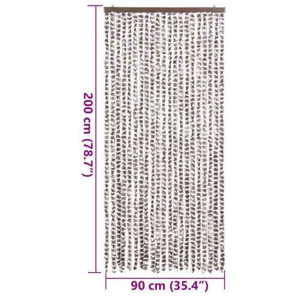 Chenille Fliegenvorhang Taupe/Weiß 90x200 cm