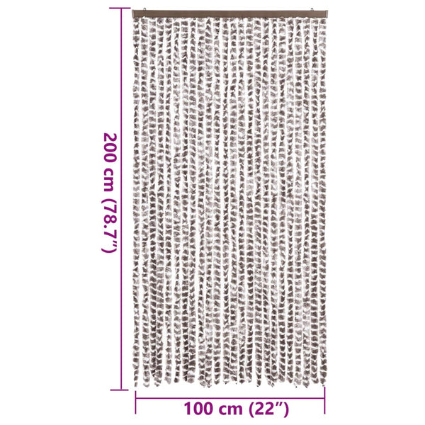 Chenille Fliegenvorhang Taupe/Weiß 100x200 cm