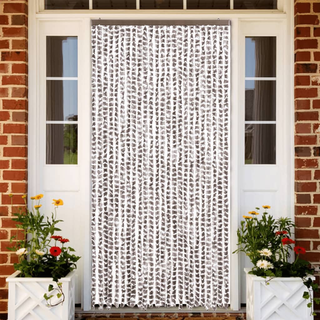 Fliegenvorhang Chenille Taupe/Weiß 100x230cm
