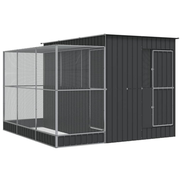 vidaXL Volière avec extension Argent 290 x 303 x 216 cm Acier