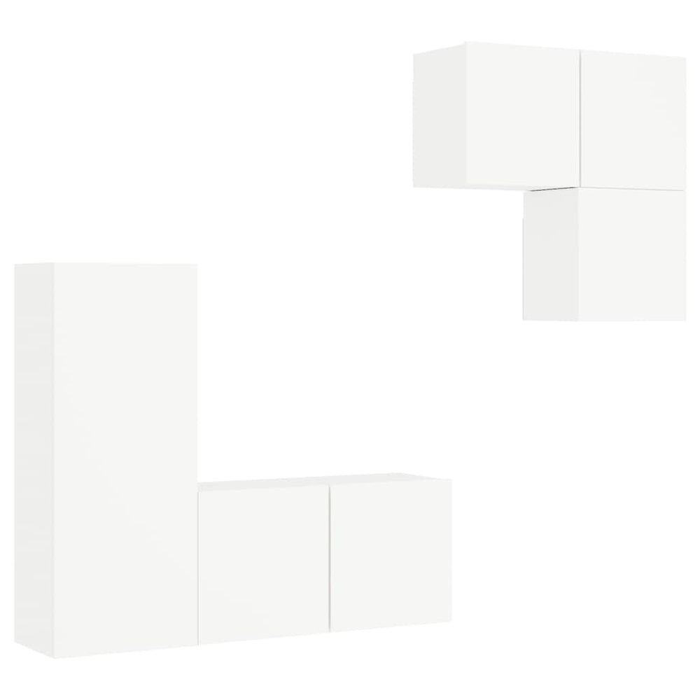 vidaXL Meuble TV mural 4 pcs Blanc Bois d'ingénierie