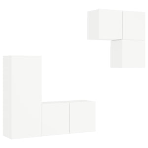 vidaXL Meuble TV mural 4 pcs Blanc Bois d'ingénierie