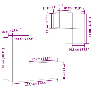 vidaXL Meuble TV mural 4 pcs Blanc Bois d'ingénierie