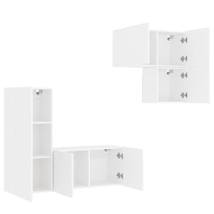vidaXL Meuble TV mural 4 pcs Blanc Bois d'ingénierie