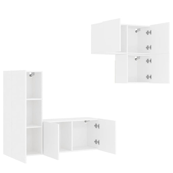 vidaXL Meuble TV mural 4 pcs Blanc Bois d'ingénierie