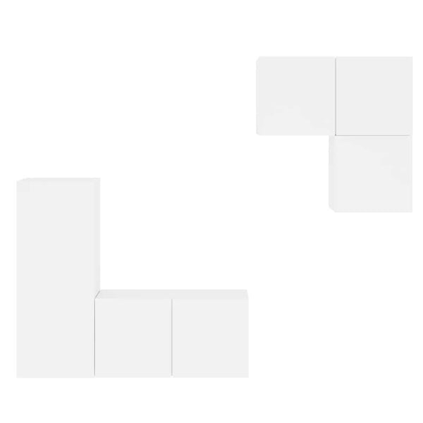 vidaXL Meuble TV mural 4 pcs Blanc Bois d'ingénierie