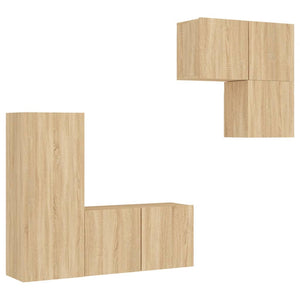 vidaXL Meuble TV, 4 pcs, chêne Sonoma, aggloméré