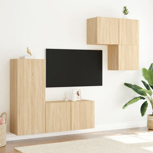 vidaXL Meuble TV, 4 pcs, chêne Sonoma, aggloméré