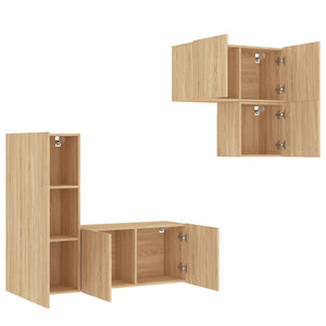 vidaXL Meuble TV, 4 pcs, chêne Sonoma, aggloméré