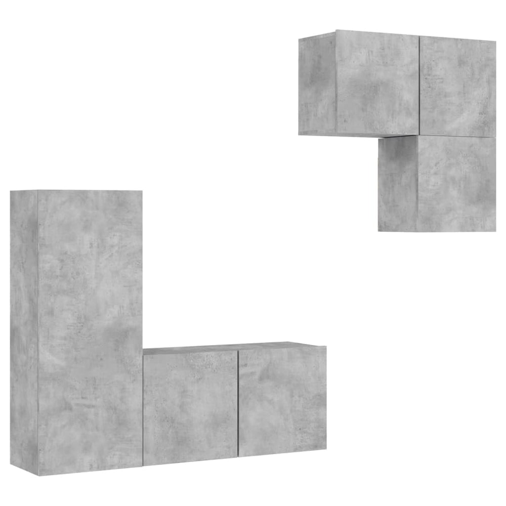vidaXL Meuble TV 4 pcs Gris béton Aggloméré