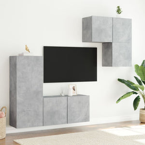vidaXL Meuble TV 4 pcs Gris béton Aggloméré