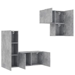 vidaXL Meuble TV 4 pcs Gris béton Aggloméré