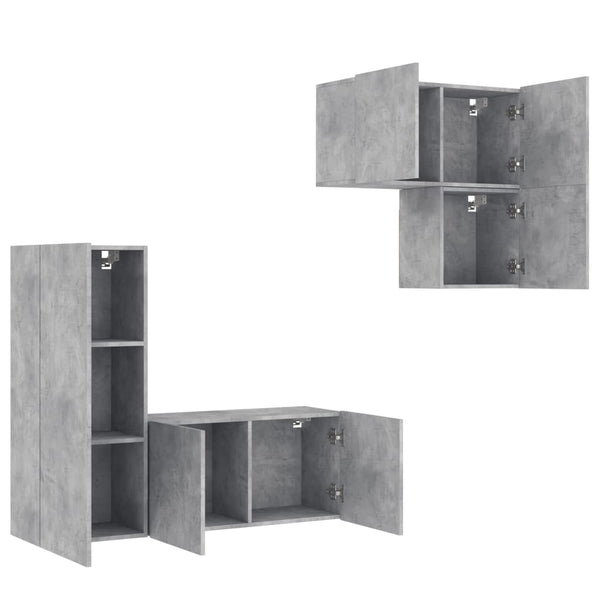 vidaXL Meuble TV 4 pcs Gris béton Aggloméré
