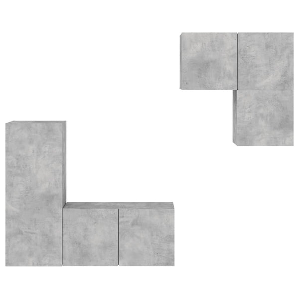 vidaXL Meuble TV 4 pcs Gris béton Aggloméré