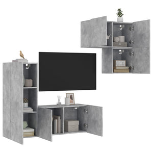 vidaXL Meuble TV 4 pcs Gris béton Aggloméré