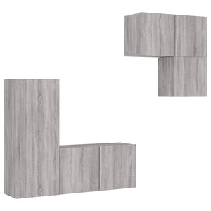 vidaXL Meuble TV mural, 4 pcs, gris Sonoma, aggloméré