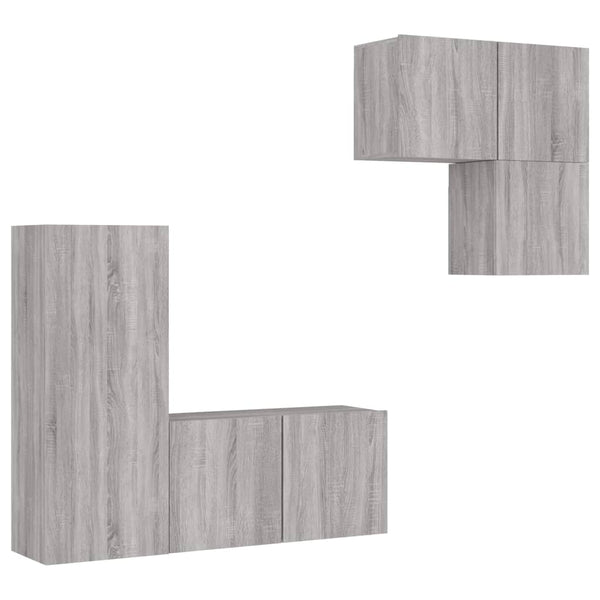 vidaXL Meuble TV mural, 4 pcs, gris Sonoma, aggloméré